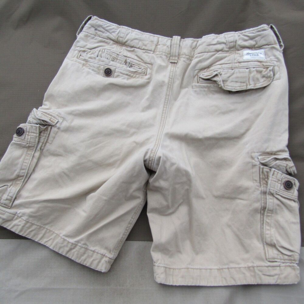 Abercrombie & Fitch Men's Size 34 Khaki Cargo Shorts Button Fly Heavy Cotton - Picture 9 of 15